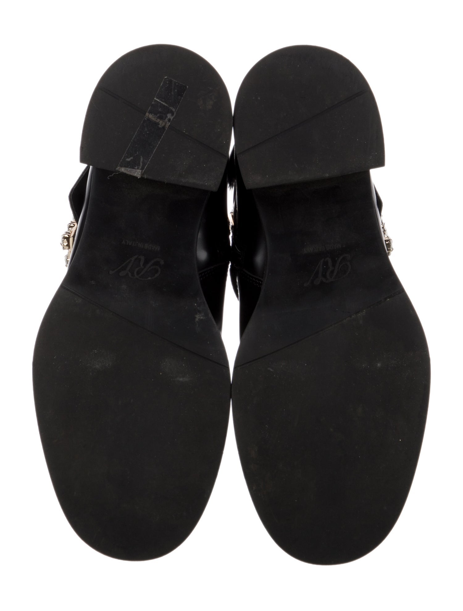 Roger Vivier Leather Crystal Embellishments Combat Boots